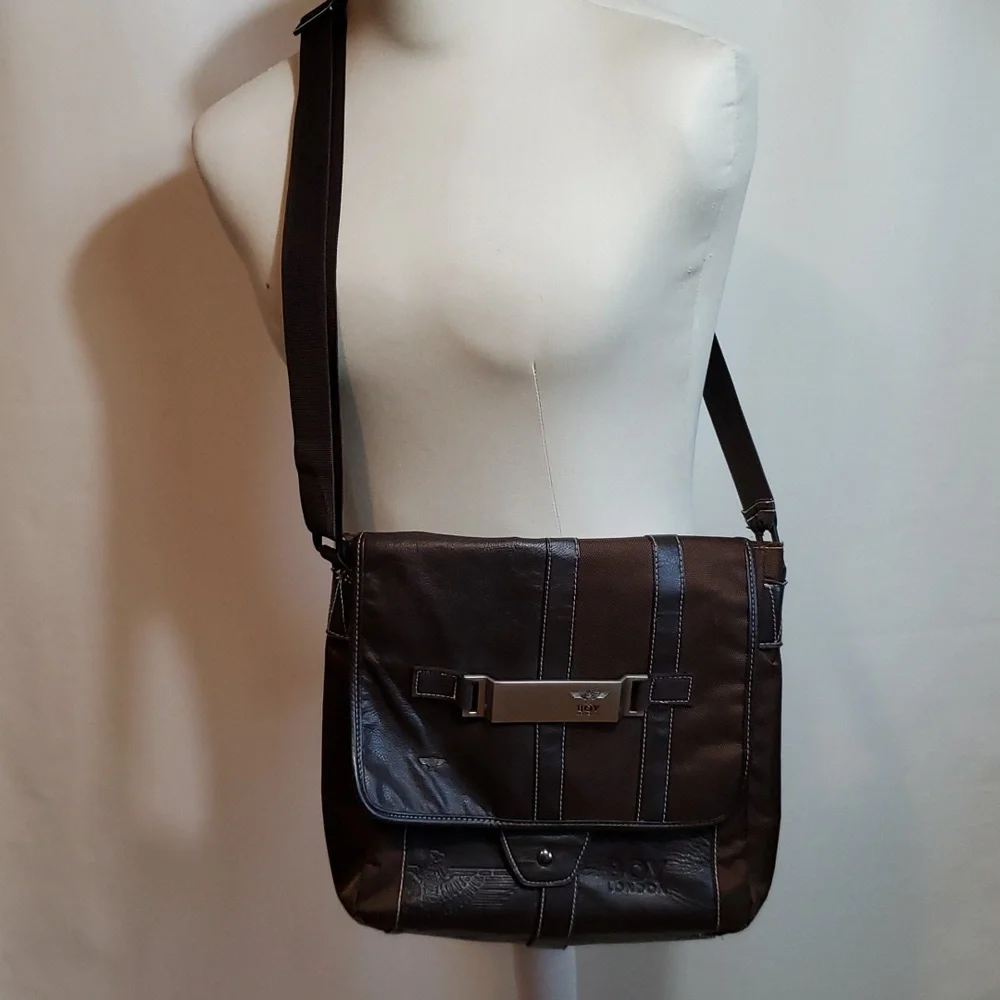 BOY LONDON Messenger Bag Faux Leather and Cordura - Picture 2 of 16